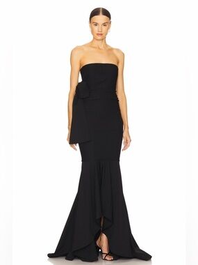 Michael Costello Revolve Anyssa Black Strapless Bow Mermaid Evening Gown Size XS